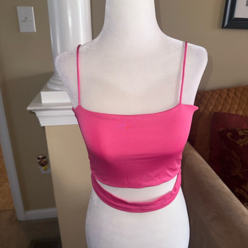 Shein Pink Strappy Crop Top